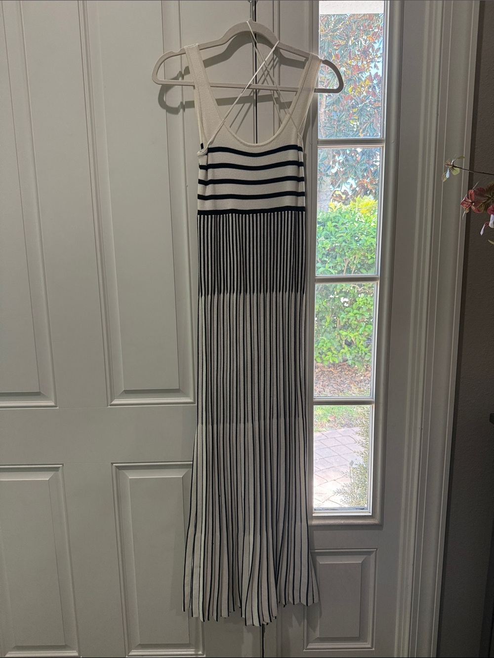 a new day White and Black Striped Sleeveless Maxi Dress